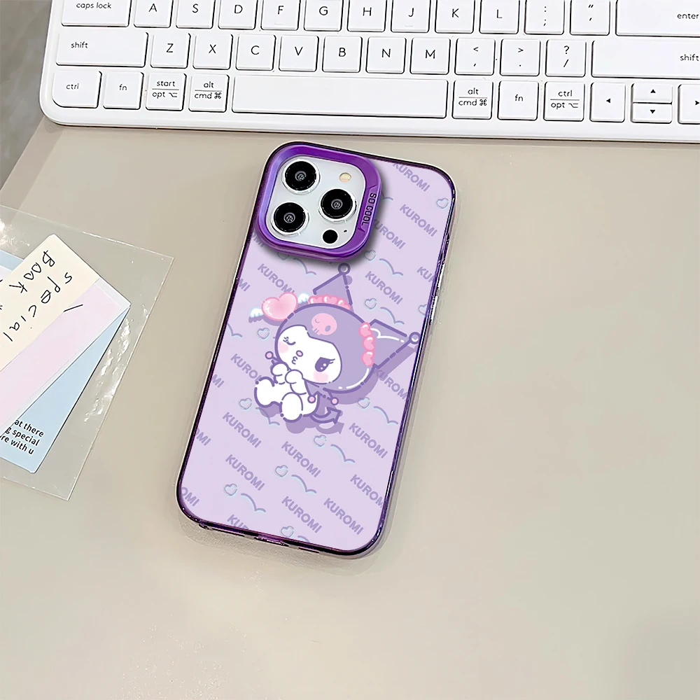 MINISO Cute Keroppi Kuromi Pochacco Melody Phone Case for iPhone 16 12 13 14 15 11 Max Pro Plus Laser IMD Color Shell