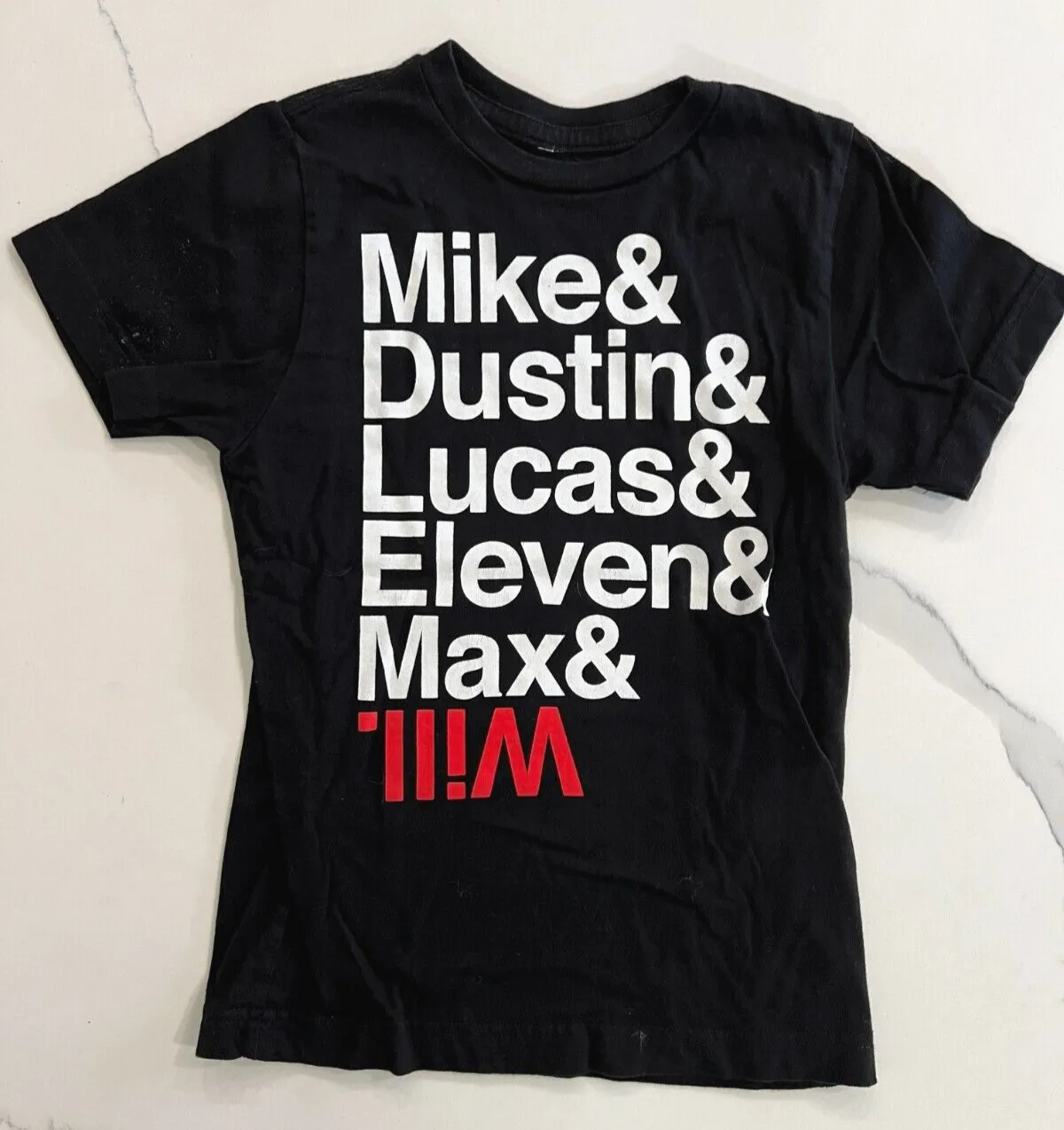 Instant Message Black 'Mike Dustin Lucas Eleven Max Will' Tee Kids Size S (6-8Y)