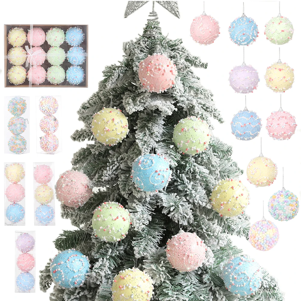 

1 Set Colorful Christmas Balls Decoration Macaroon Xmas Tree Ornament New Year Home Party Christmas Hanging Pendant Navidad Gift