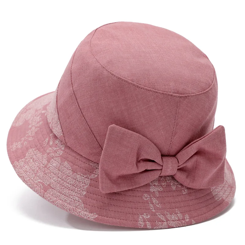 Four Seasons Panama Women\'s Bucket Fisherman Pot Hat Fashion Outdoor Sunscreen Beach Summer Hat Bowknot Sunshade CapH55