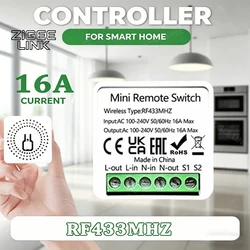 16A Smart Light Switches RF 433 Mhz Remote Control Relay DIY Home Automation Wireless Module 2 Way Control Breaker for Lamp LED