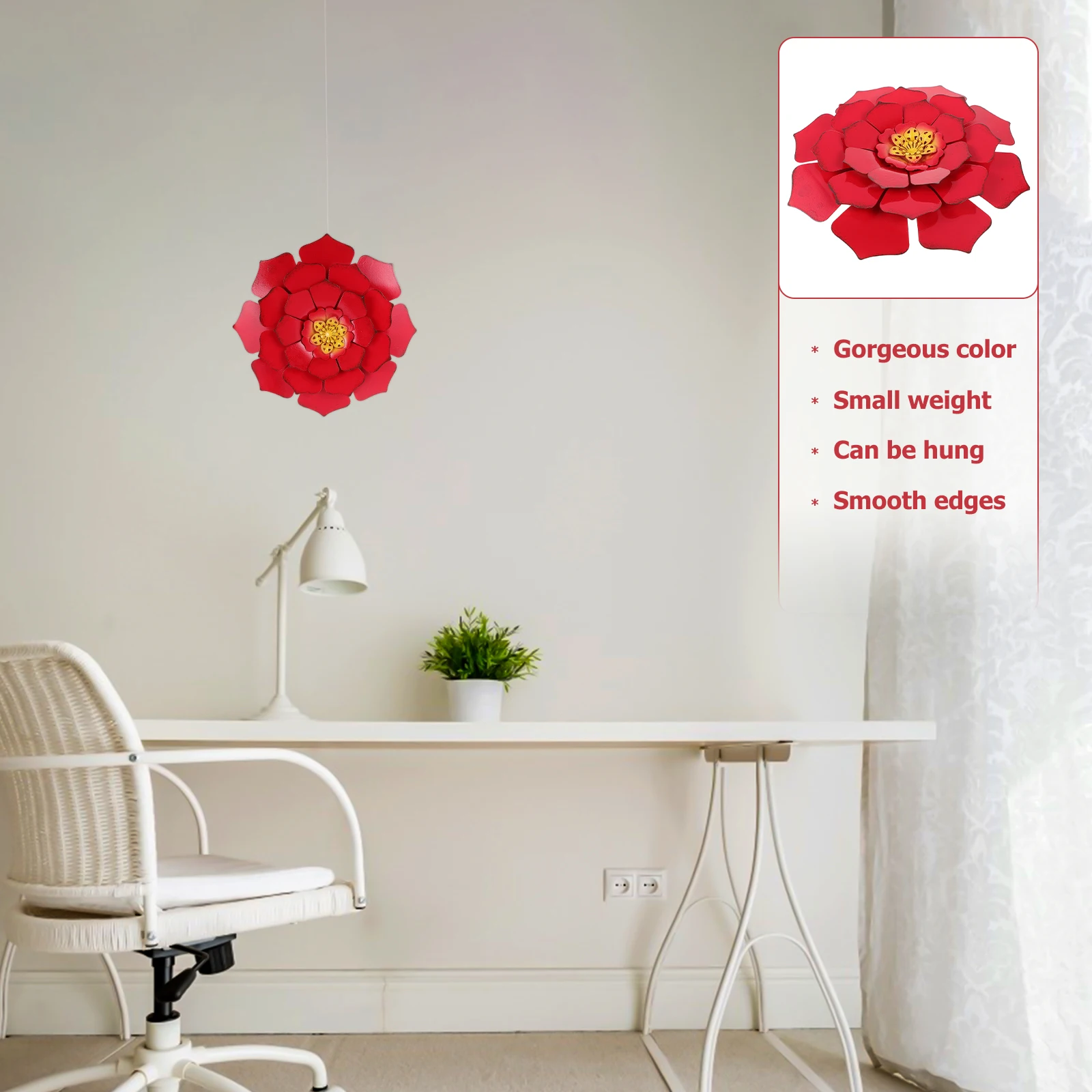 

Colorful Floral Wall Hanging Decor Home Iron Material Sturdy Bedroom Living Room Study Bar Easy Warm Gift Metal