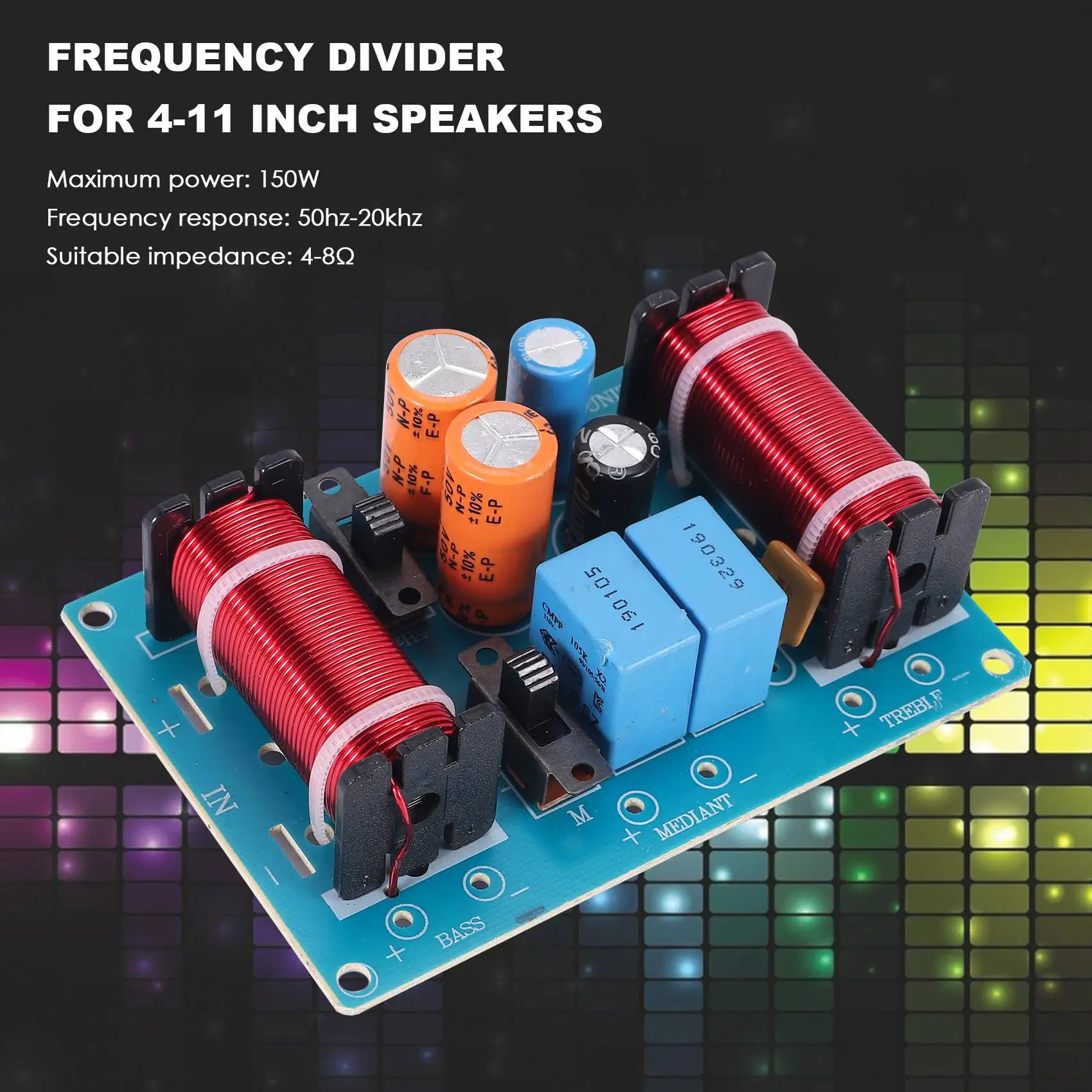 A31T 150W 3 Way Audio Frequency Divider Crossover Filter for 4-11 Inch Bookshelf Speakers Treble Midrange for Bass