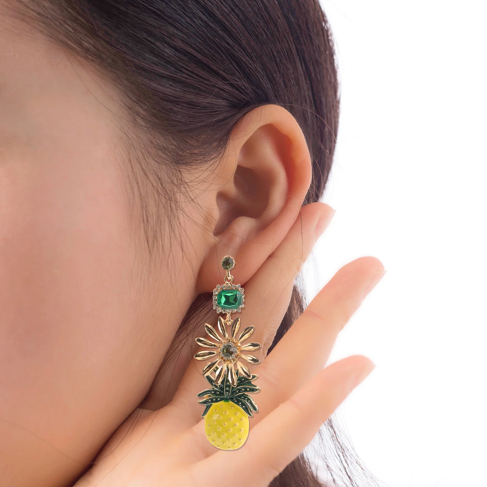 

Pineapple Dangle Earrings For Women Alloy Drop Ear Jewelry Lightweight Long Eardrop Earbob Decor Fashion Ear Pins