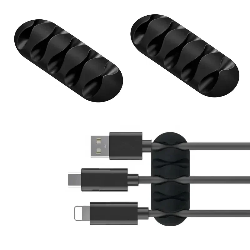 5pcs Cable Cord Wire Organizer Silicone USB Cable Winder Management Clips Self Adhesive for Mouse Keyboard Headset For iPhone - view 3