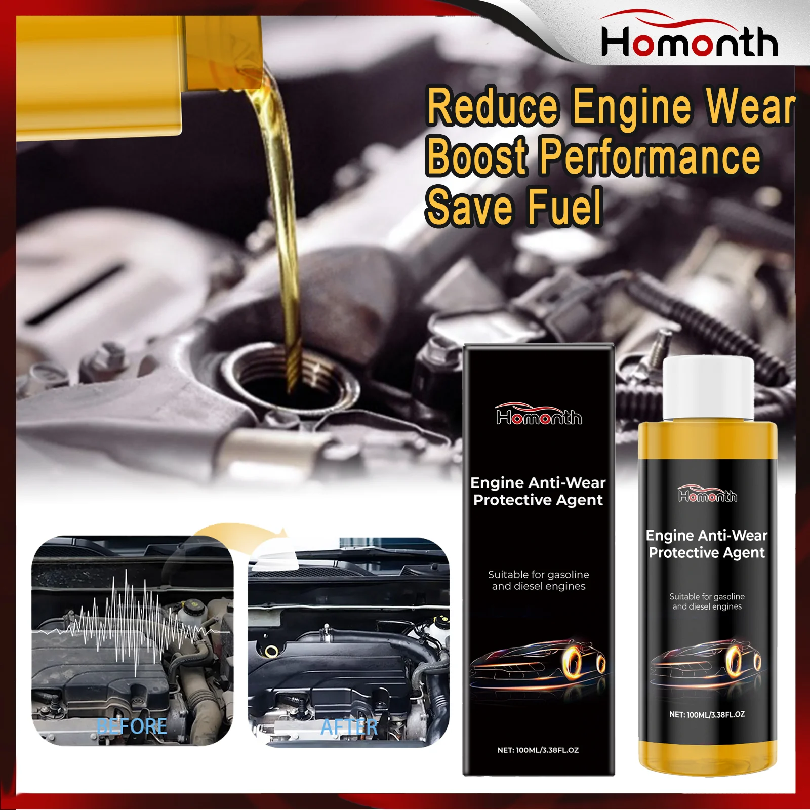 Aditivo de protección antidesgaste del motor, reductor de fricción avanzado de 100ml para tratamiento de aceite de camión y coche, refuerzo de rendimiento, ahorro de combustible