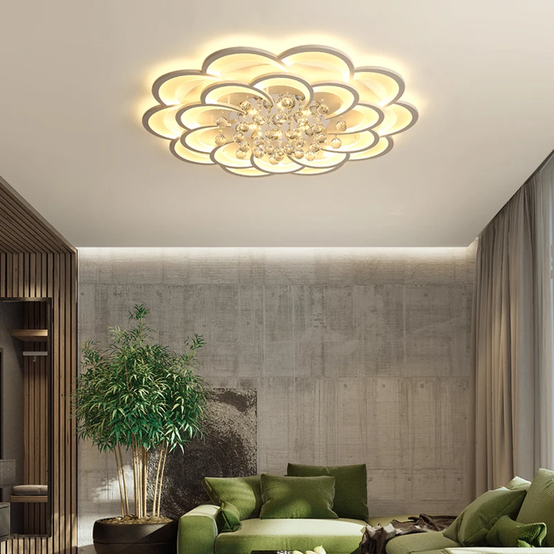 Imagem -02 - Modern Led Crystal Lâmpada do Teto Simples Circular Dimming Chandelier Sala de Estar Lâmpadas Penduradas Villa Quarto Cozinha