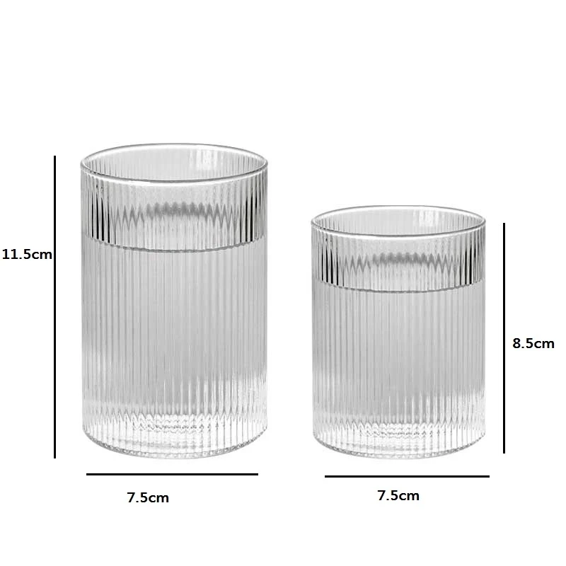 1/3/6PCS Japanese Striped Heat-Resistant Glass Transparent Water Cup Home Net Celebrity Ins Drinking Juice Cup Wine Glasses