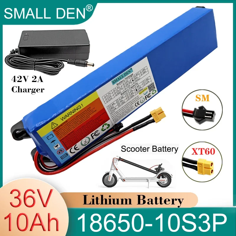 

36V 10Ah 18650 Lithium battery pack 10S3P 540W Motor Built-in 15A BMS For E-two wheeler M365 scooter spare cells +42V 2A Charger