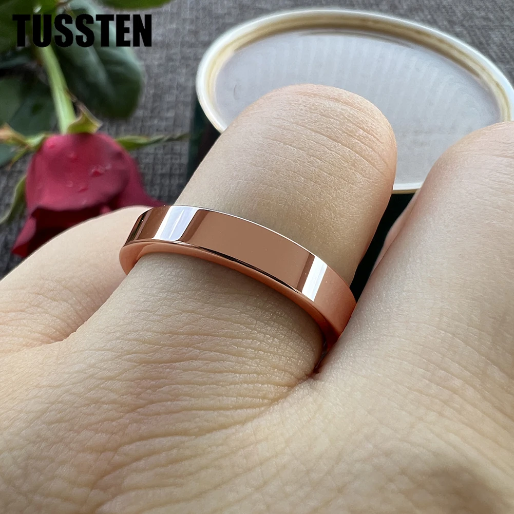 Dropshipping TUSSTEN 4MM Multicolor Tungsten Wedding Band Trendy Ring For Lady Gentleman Shiny Polish  Comfort Fit