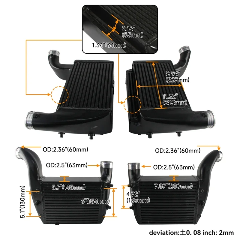 Intercooler Kit Bar&Plate Performance Competition for Audi RS6 C6 4F 426KW/580PS V10 2008-2010 Aluminium Black/Silver