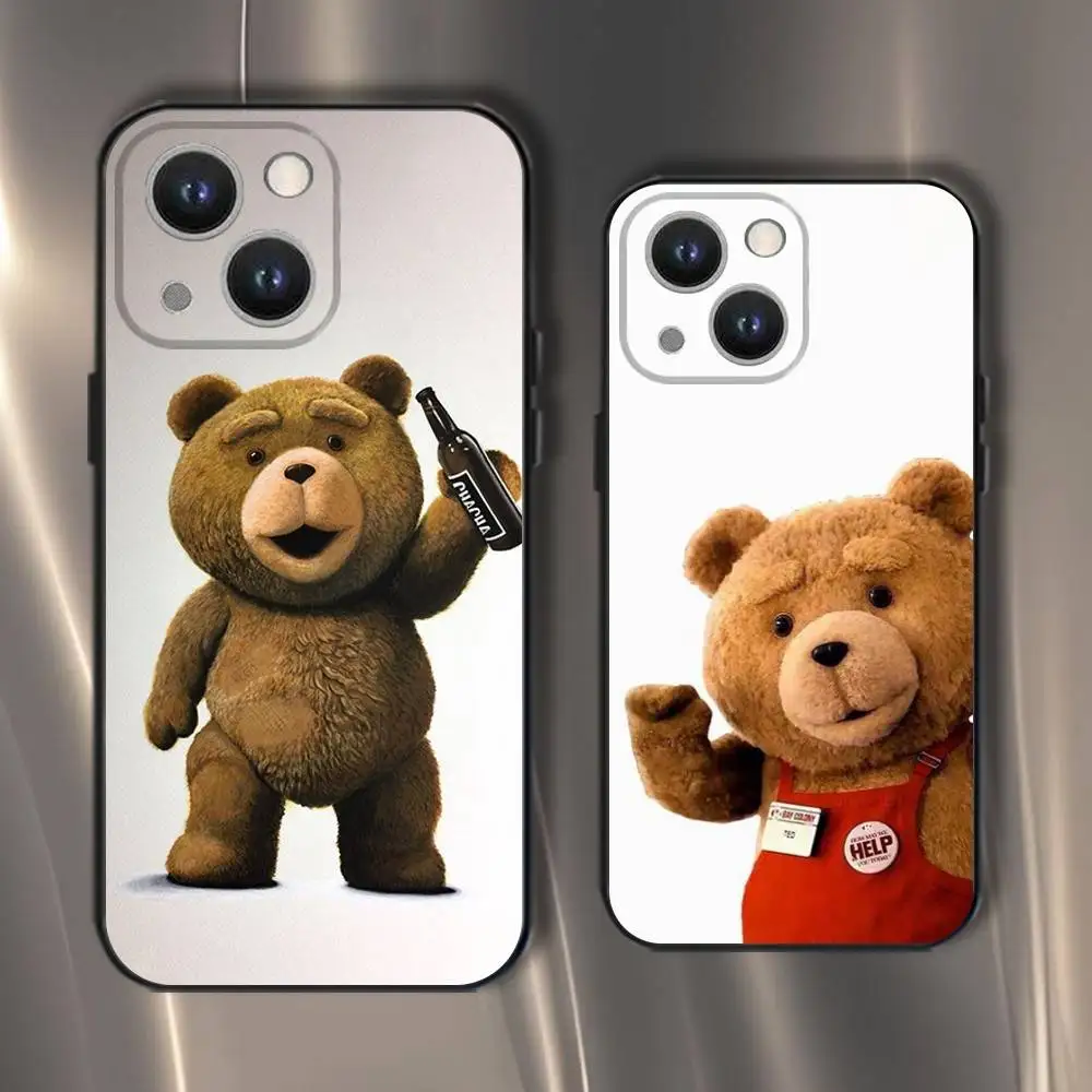 

Naughty Cute Bear Funny Mascot Cover Phone Case For iPhone 16,15,14,13,12,11,Pro,XS,Max,XR,Plus,E,SE4,Mini Black Soft Cover