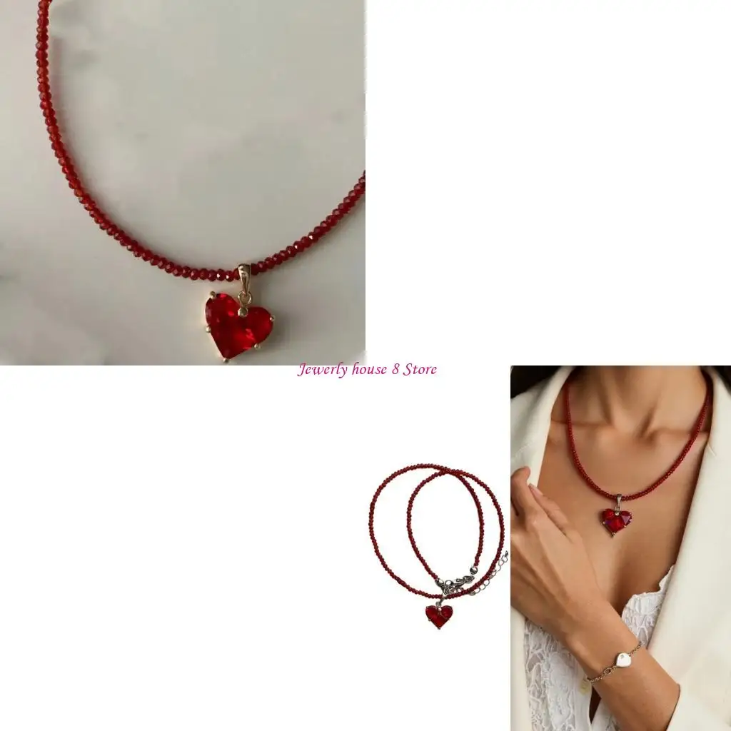 

Модные эффектные ювелирные изделия в форме сердца с бриллиантами и прочной цепочкой из полированного сплава для ее праздника