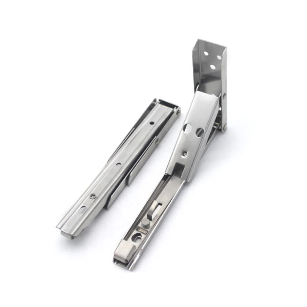 

2 Pcs Stainless Steel Partition Bracket Wall Mounted Spring Loaded Shelf Folding Brackets Foldable Support Triangle