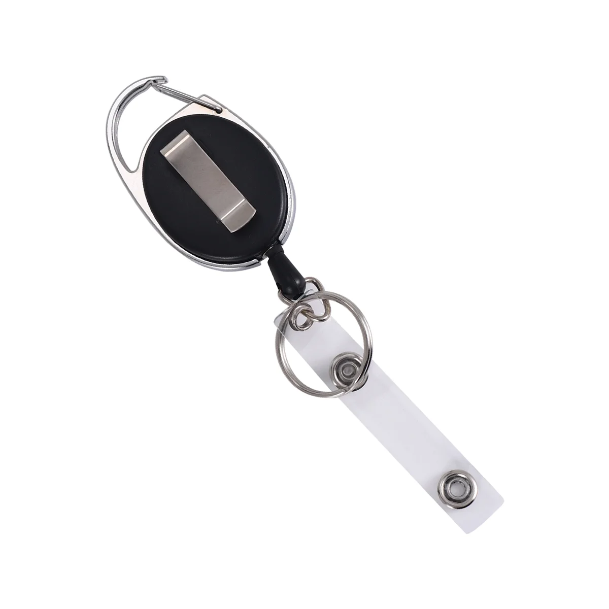 

A24P 10 Pack Retractable Badge Reel with Carabiner Belt Clip and Key Ring for ID Card Key Keychain Badge Holder Black