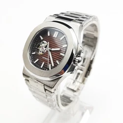 5 Kleuren Jurk 40Mm Vierkante Case NH38 Automatic Horloge Koffie Dial Saffierglas Lichtgevende Automatische Horloge