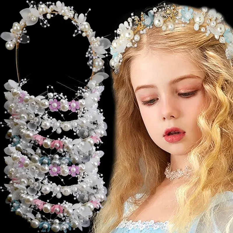 

Pearl Butterfly Floral Headband Hair Hoop Sweet Cute Girl Headwear Accessories Simulated Flowers Wedding Bride Hairside Katyusha