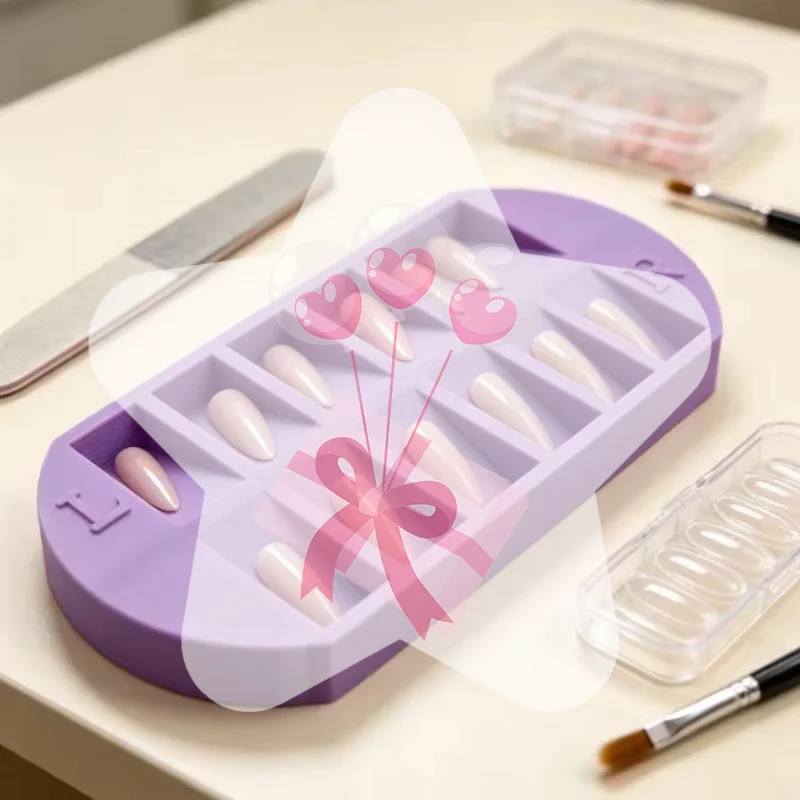 1Pcs False Nail Display Organizer 10-Grids Nail Tip Storage Tray With L/R Mark Reusable Nail Art Storage Plate For Salon & Home