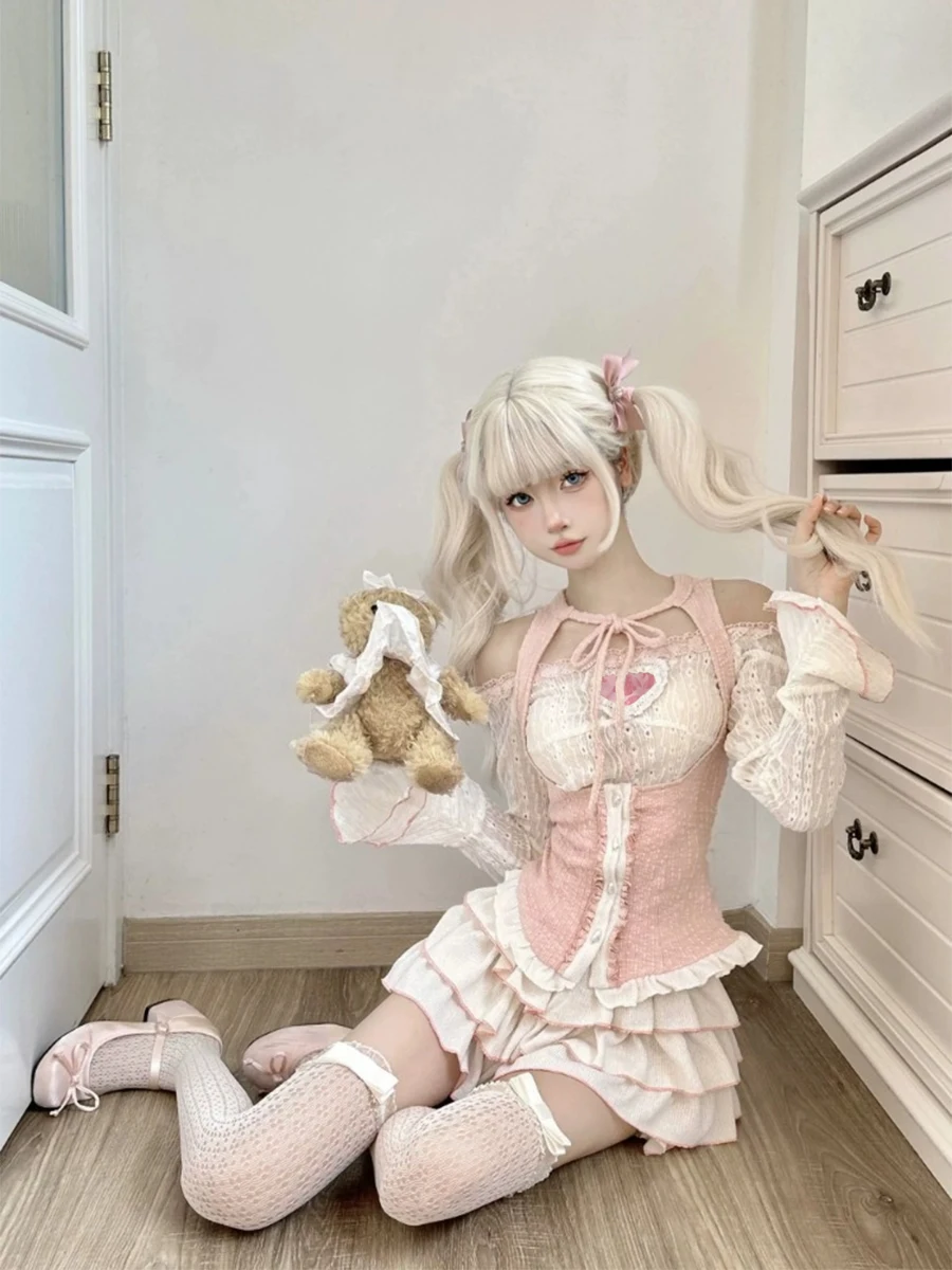 ADAgirl Kawaii White Ballet Mini Skirts Women Summer Elastic Waist Ruffle Lolita Skirt Japan Cutecore A-LINE High Waist Skirt