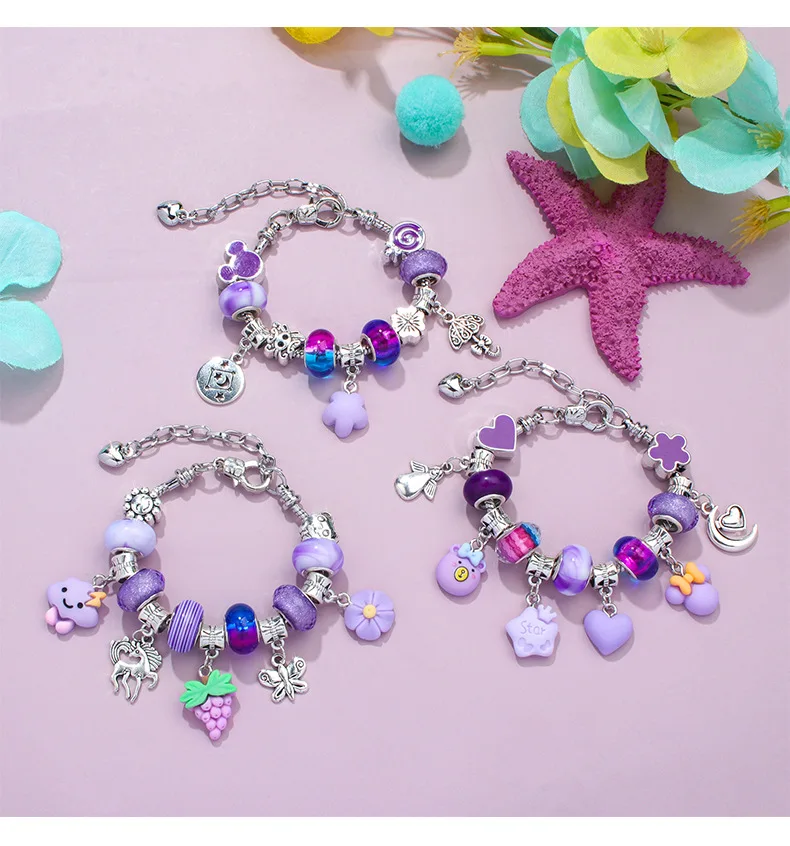 Children's Handmade Jewelry DIY Crystal Beaded Pendant Children's Jewelry Set Gift Box toys for girls