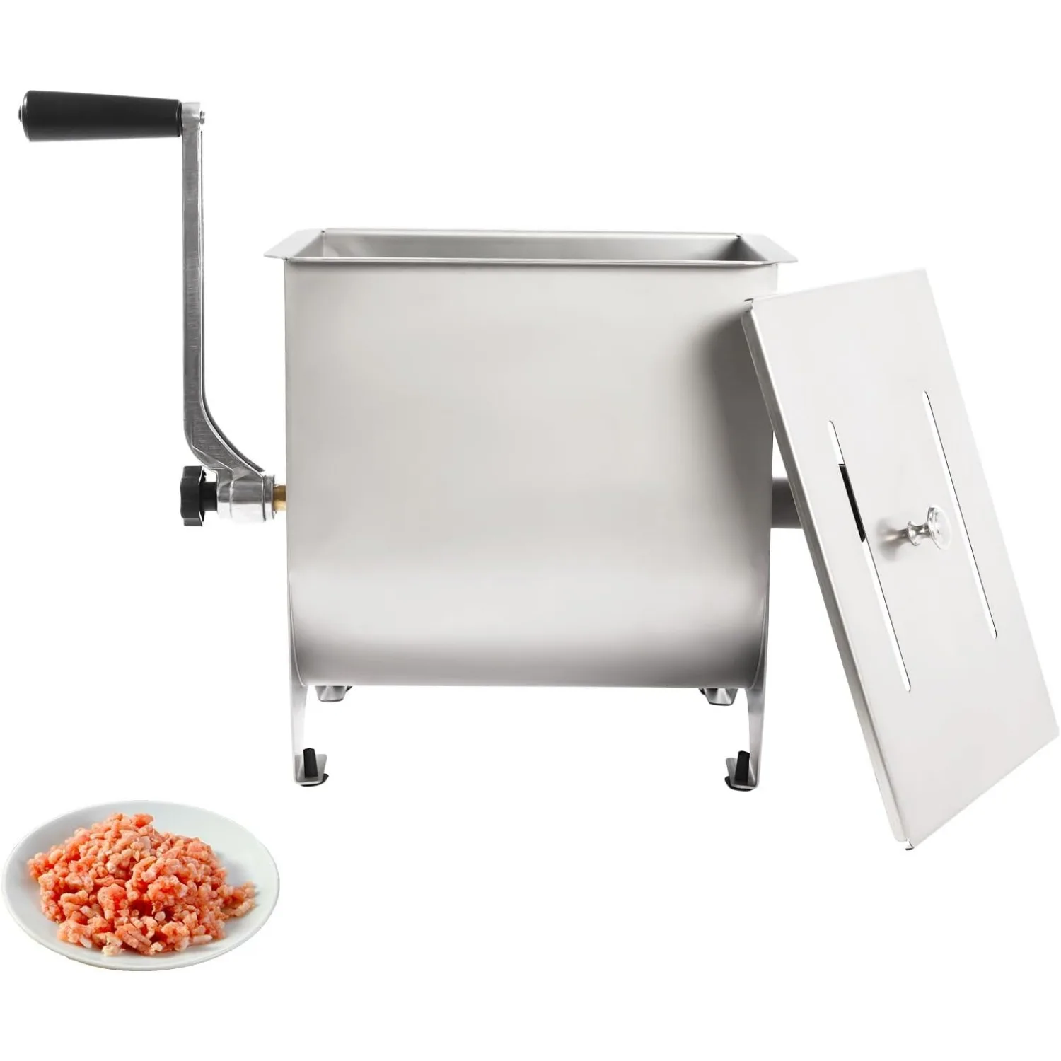 خلاط لحم من الفولاذ المقاوم للصدأ للسجق لحم البقر المفروم والدواجن، خلاط لحم يدوي 20 رطل مع غطاء لخلط بهارات التوابل