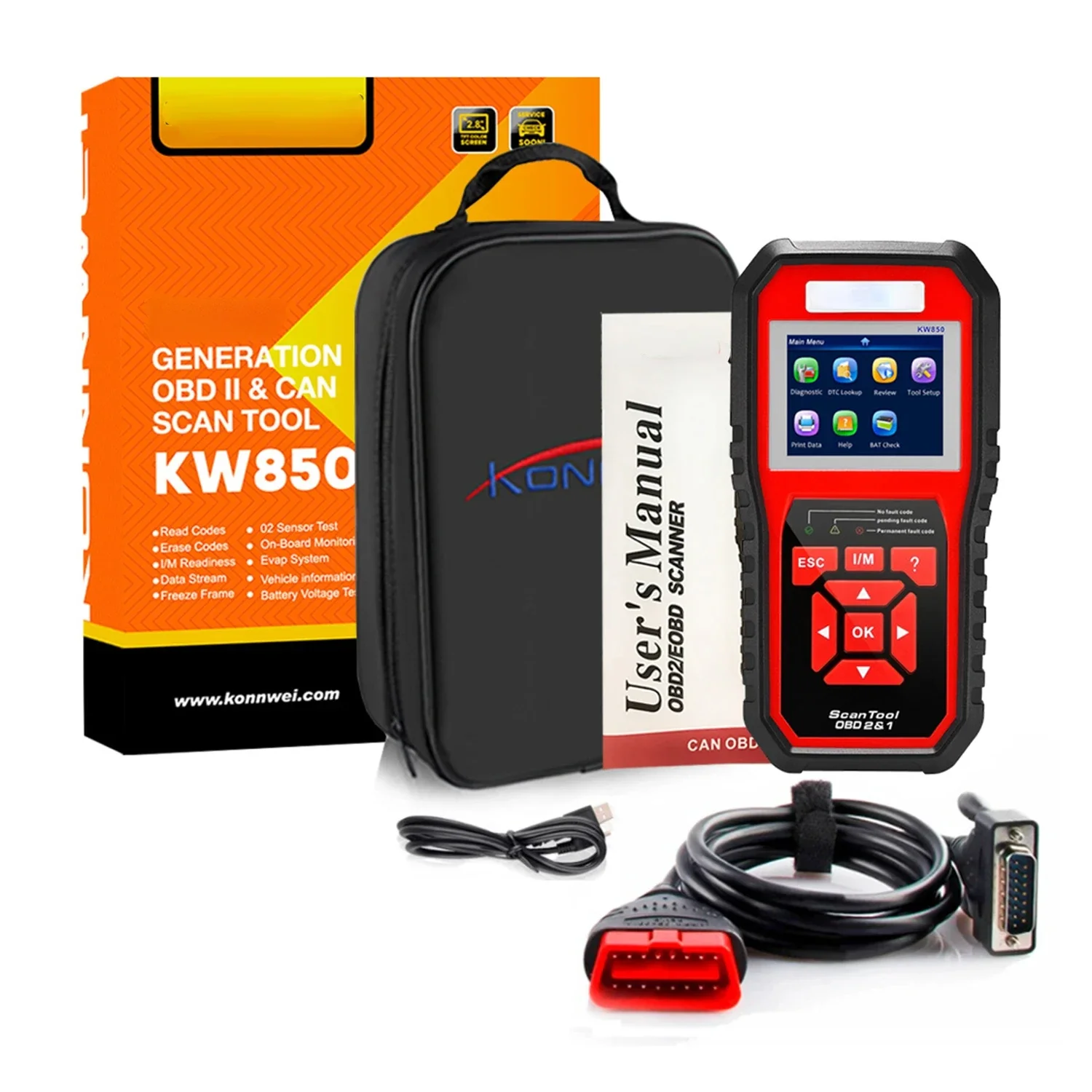 KONNWEI KW850 Professional OBD2 Scanner Check Engine OBDII Full Functions Code Reader Car Diagnostic Scanner Tools PK CR3001 view 6