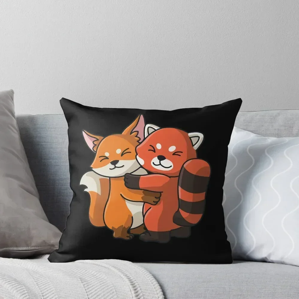 Red Panda and Fox cute Hug Cuddle Animals Throw Pillow covers for pillows Rectangular Cushion Cover pillow