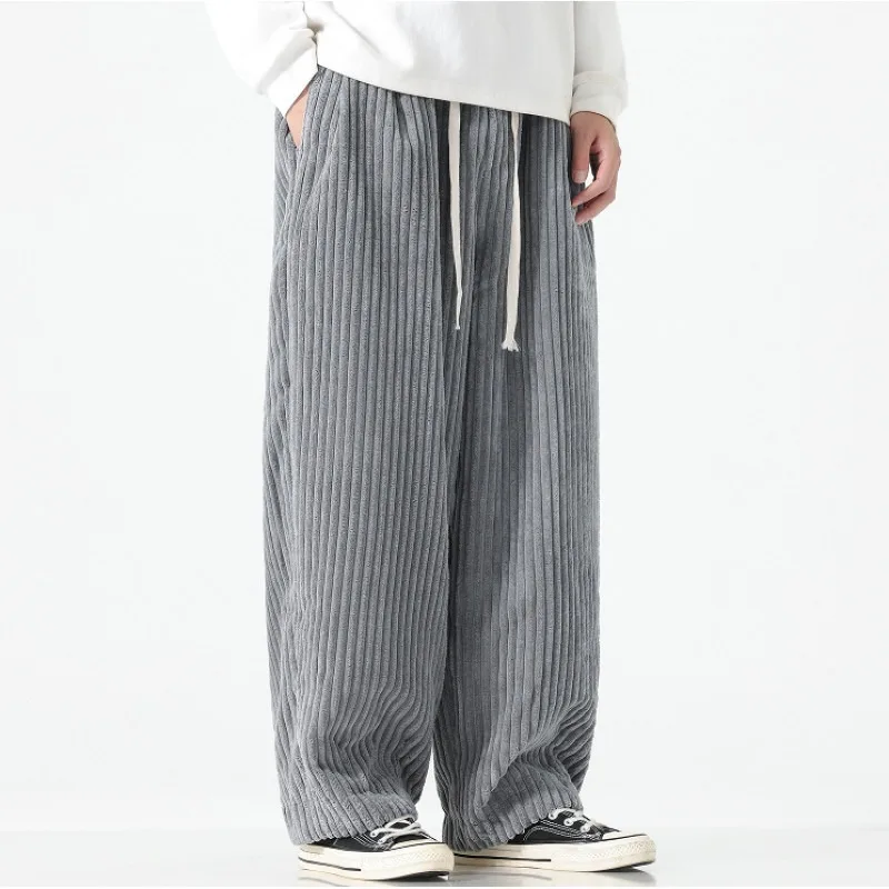 

2026 Men's Chinese Style Corduroy Pants Retro Loose Tapered Ankle Harem Trousers