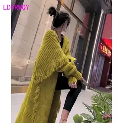 Autumn 2022 new design sense of niche Korean version of temperament fringe cape cardigan sweater jacket