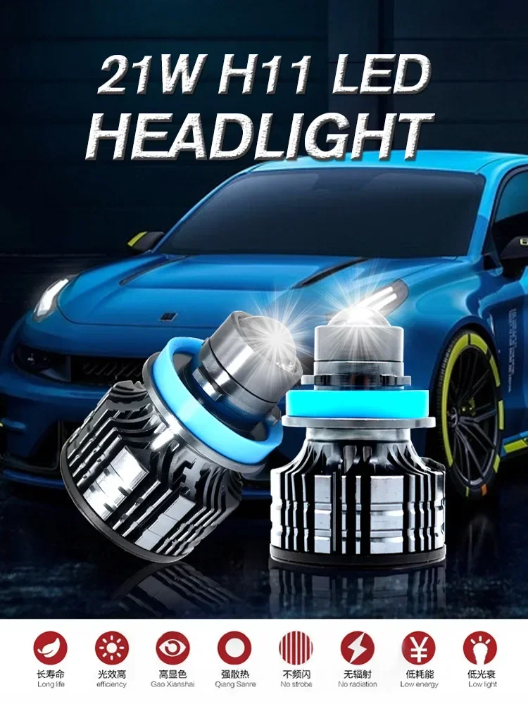 

2 PCS Car Laser Fog Light 21W Large Steel Gun Spotlight Modified LED Headlight H11 9005 Lens Headlight 2500K 3500K 6000K Lens