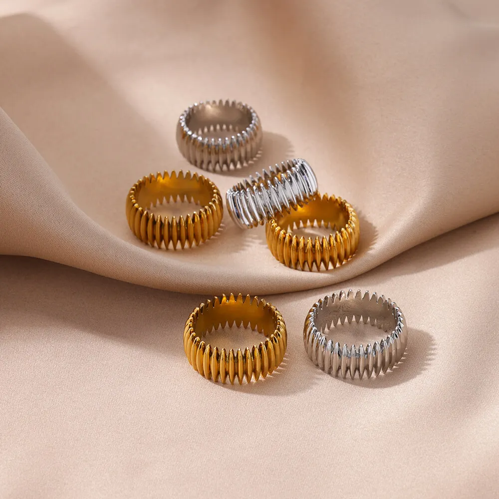 Stainless Steel Punk Striped Ring for Men and Women Gold Color Wedding  Aesthetic Finger Ring Minimalist Jewelry Accessories BFF