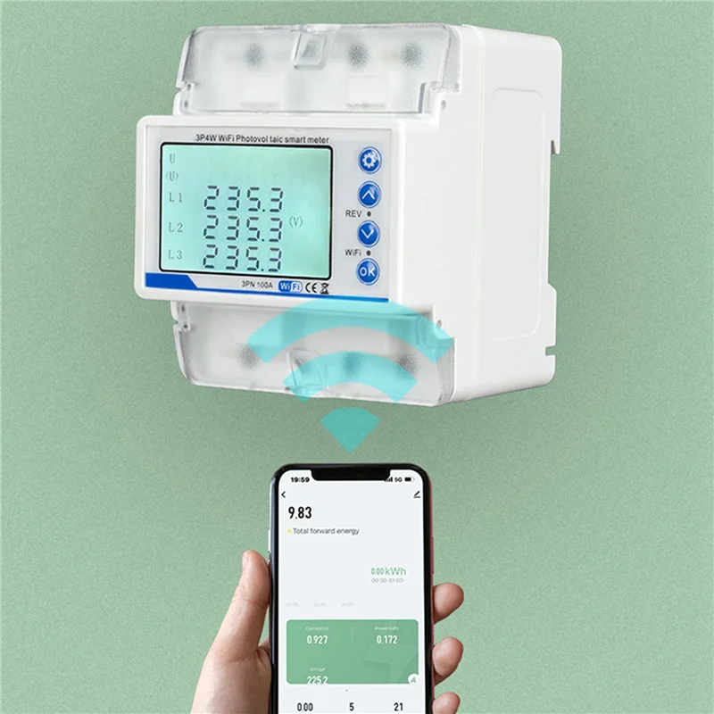 ABKQ-3X 3 Phase 380V 100A Tuya Wifi Smart Bi-Directional Kwh Meter Over Under Voltage Protector Relay Switch Current Limit