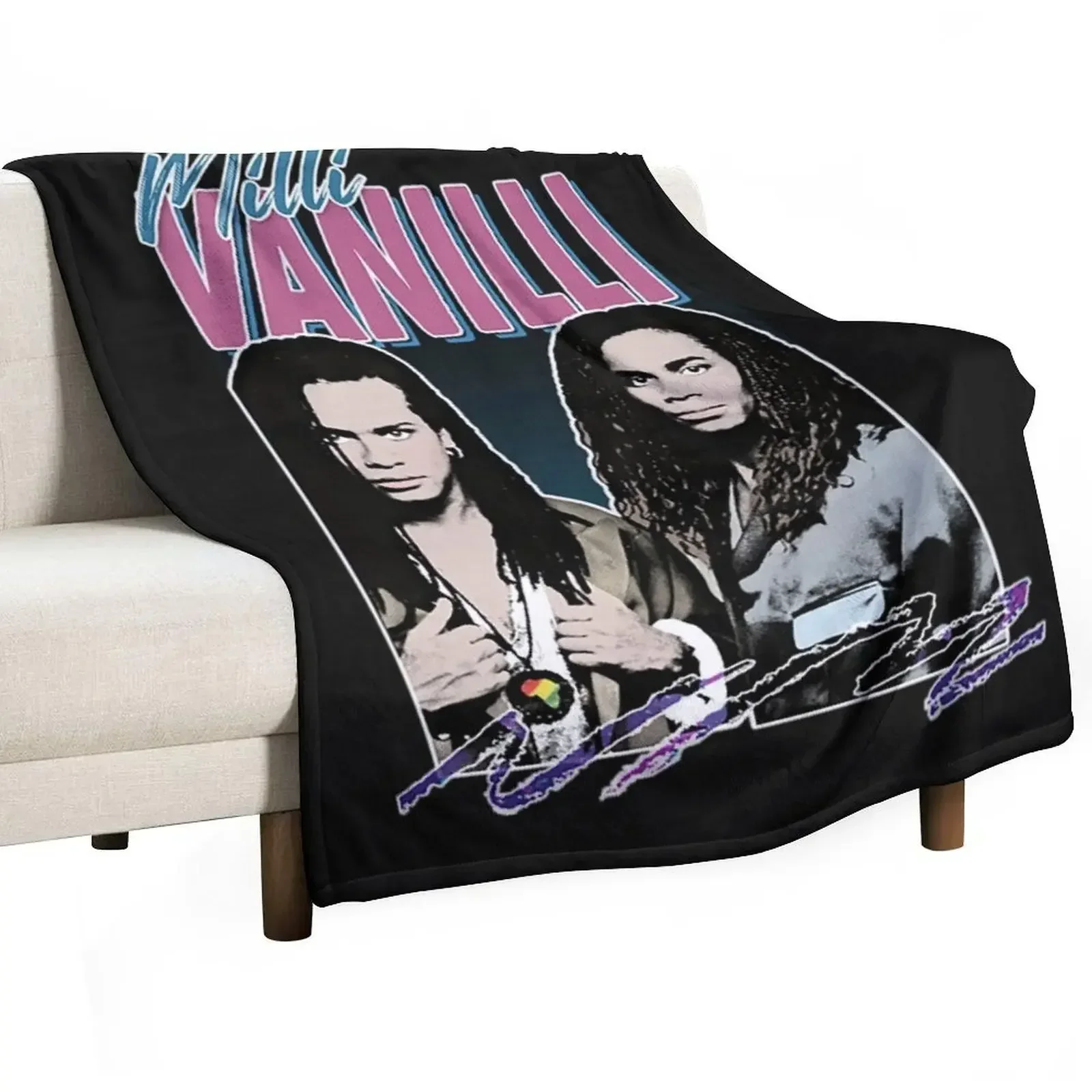 Milli Vanilli T-ShirtMilli Vanilli - 80's Fanart Aesthetic Design Tribute Throw Blanket Picnic anime Camping Blankets