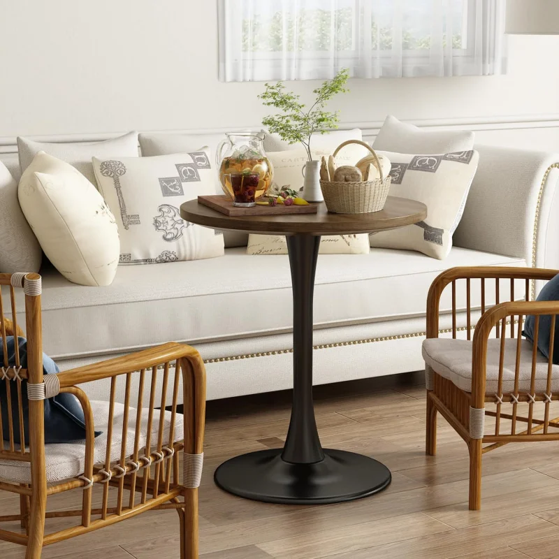(UUX) Mesa de centro moderna de madeira redonda tulipa para cozinha de meados do século para sala de estar 24 polegadas UQ