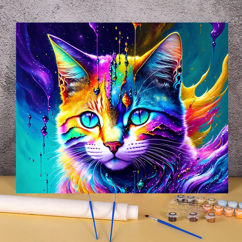 

Painting By Numbers Greasepaint Cat Package DIY Acrylic Paints With Number For Adults Oil Paint On Canvas Picture Home Decor