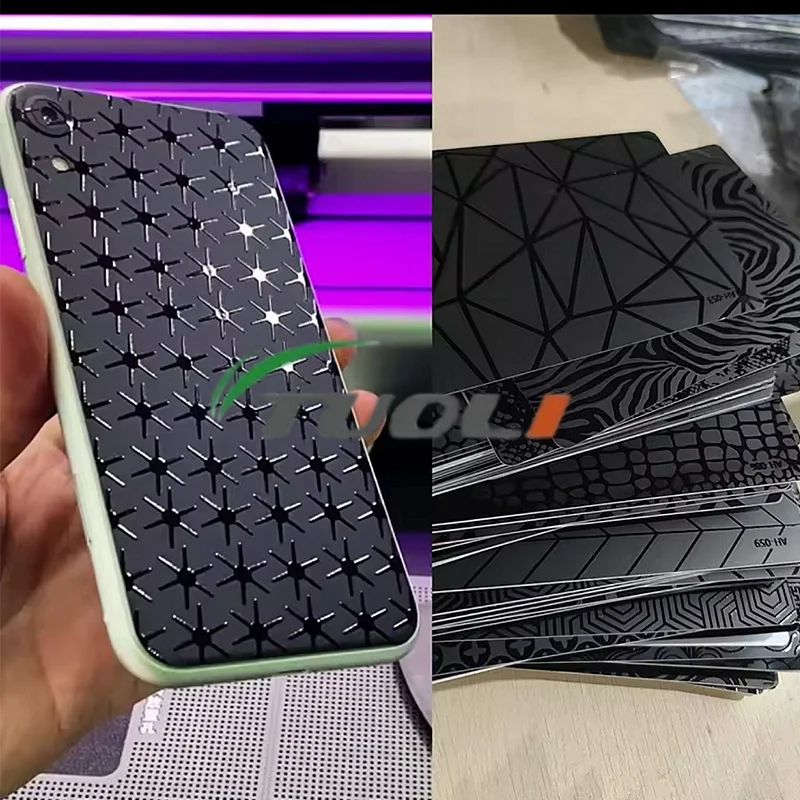 TUOLI 50PCS 3D Black Texture Embossed Back Film Protector Sticker For Blade Laser Cutting Machine Universal Decorative Skins