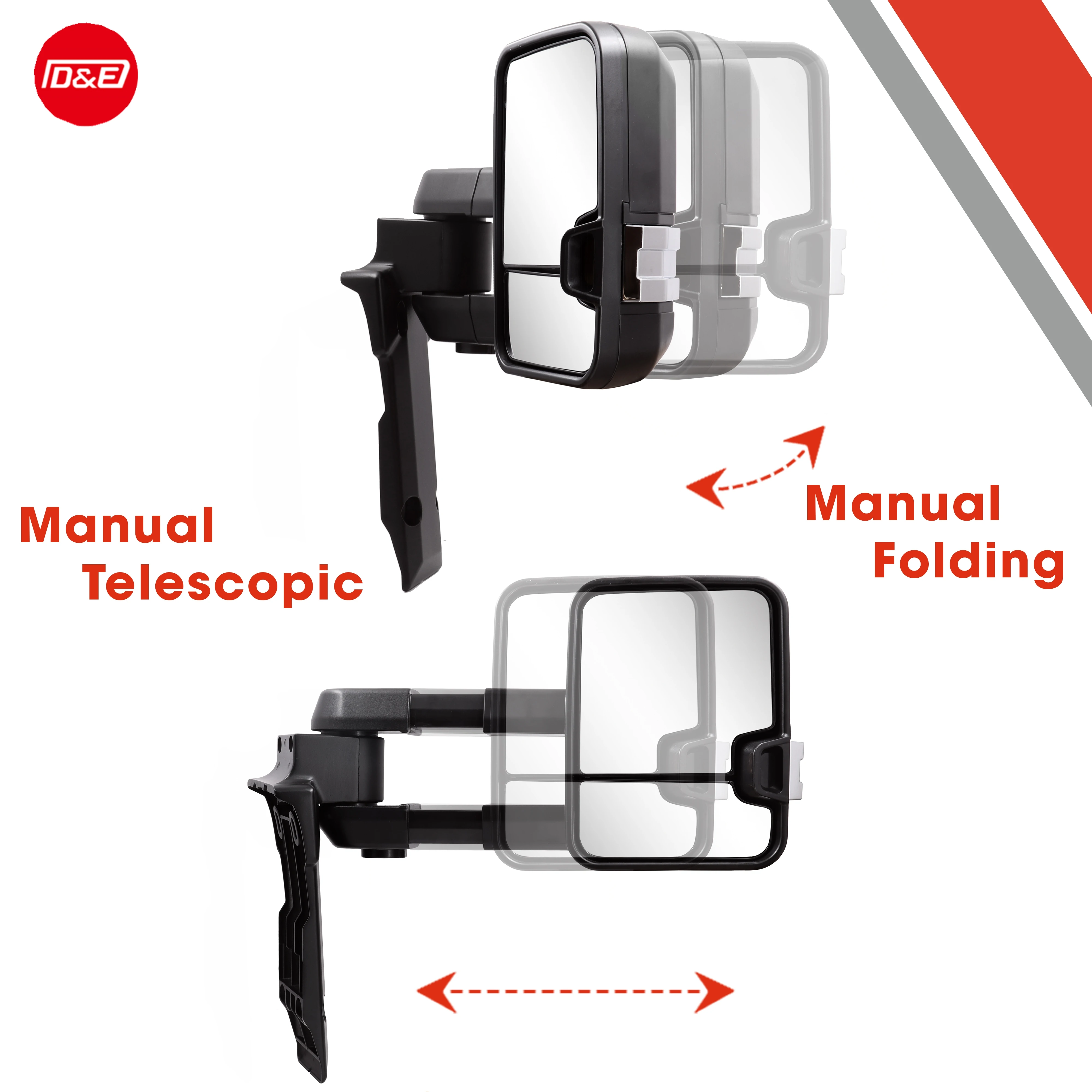 Extendable Towing Mirrors Manual Black  Rearview Towing Mirror for To yota Landcruiser 70 series LC70 LC79 New Style