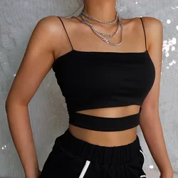2025 New Fashion Hot Sexy Women Summer Sexy Casual Sleeveless Cut-Out Short Tee Shirt Crop Top Vest Strap Tank Top Blouse