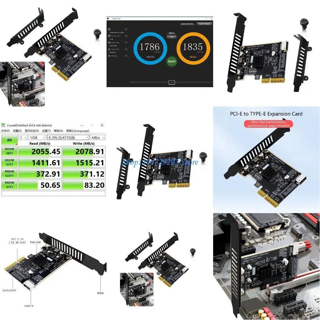 

Y2GD High Conductivity PCIe 4X Expansion Board For USB 3.2 Gen 2 Front Port 20Gbps