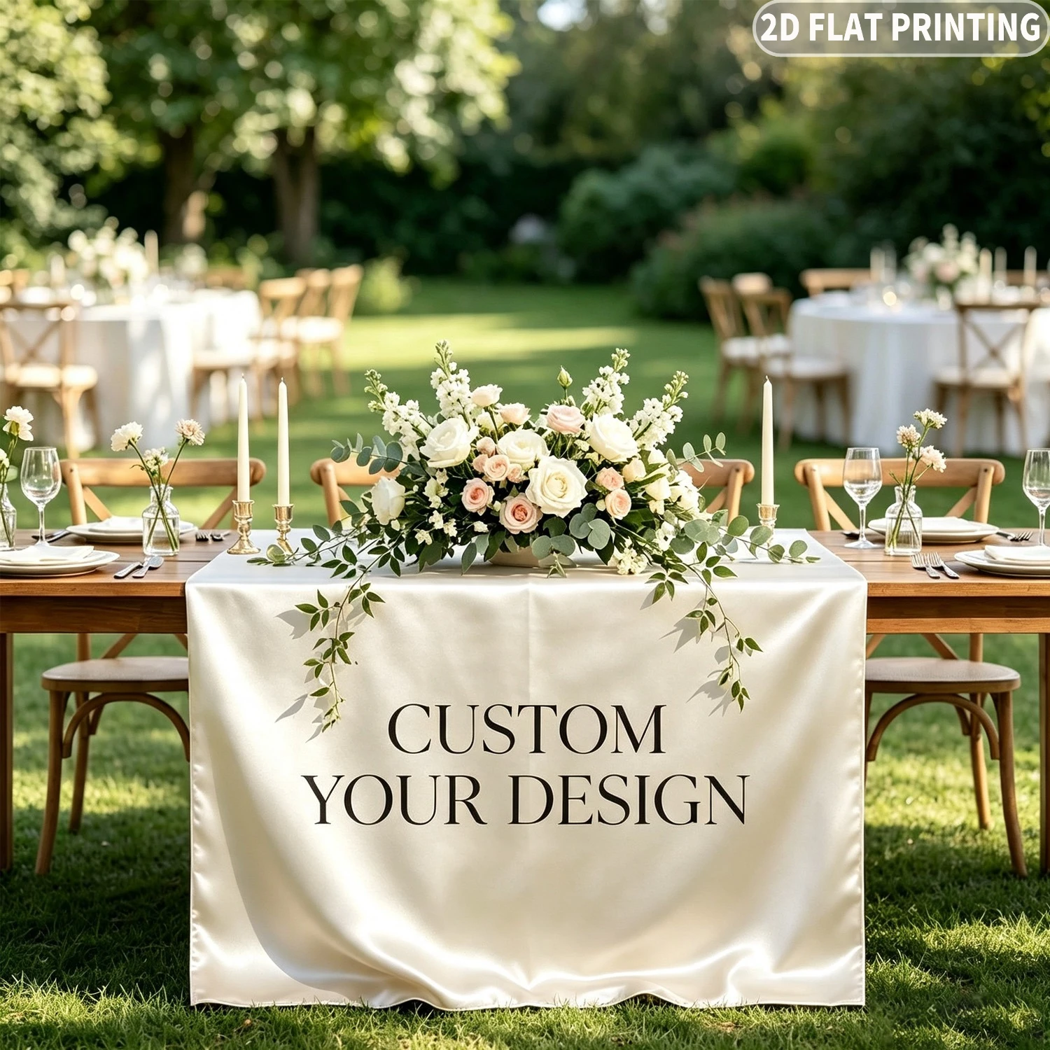 1pc Custom Wedding Satin Party Tablecloth, Custom Any Color Table Covers, Ideal for Birthday, Wedding, Events, Reception Decor