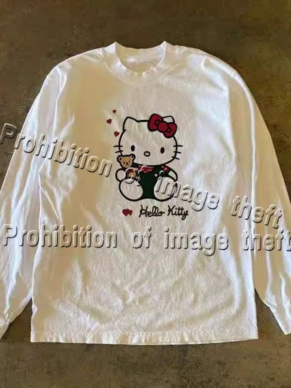 

25/26 Autumn/Winter Hot Selling Long Sleeve Shirt for Adults and Children Cute Hello Kitty Team 3D Quick Drying Large Size Top