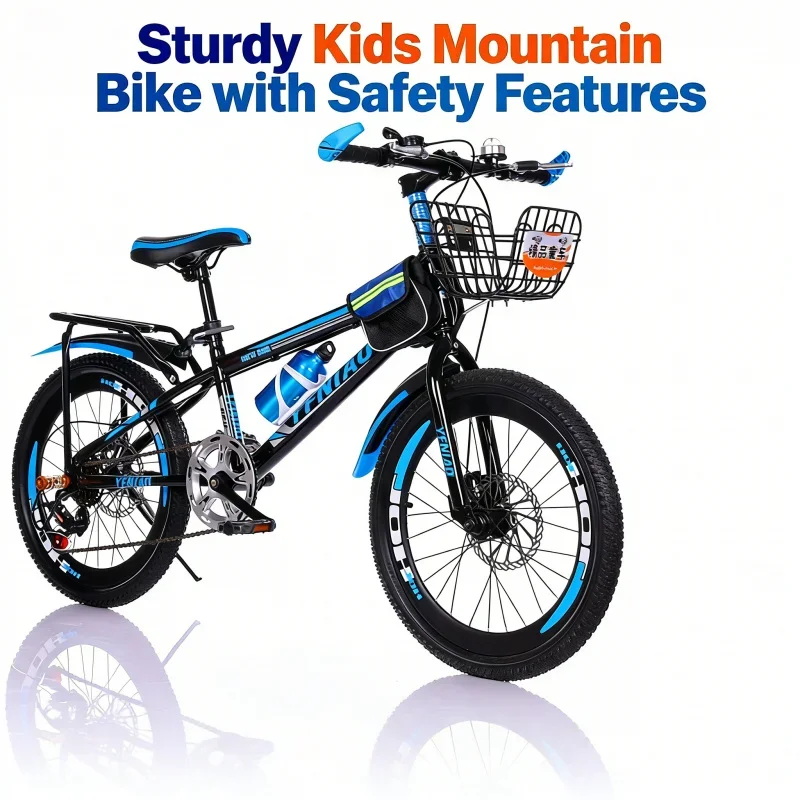 Black and Blue Variable Speed Disc BrakeCar Basket, Rear Seat, Gift Bag, Children's Bicycle Disc Brake, Variable Speed Mountain