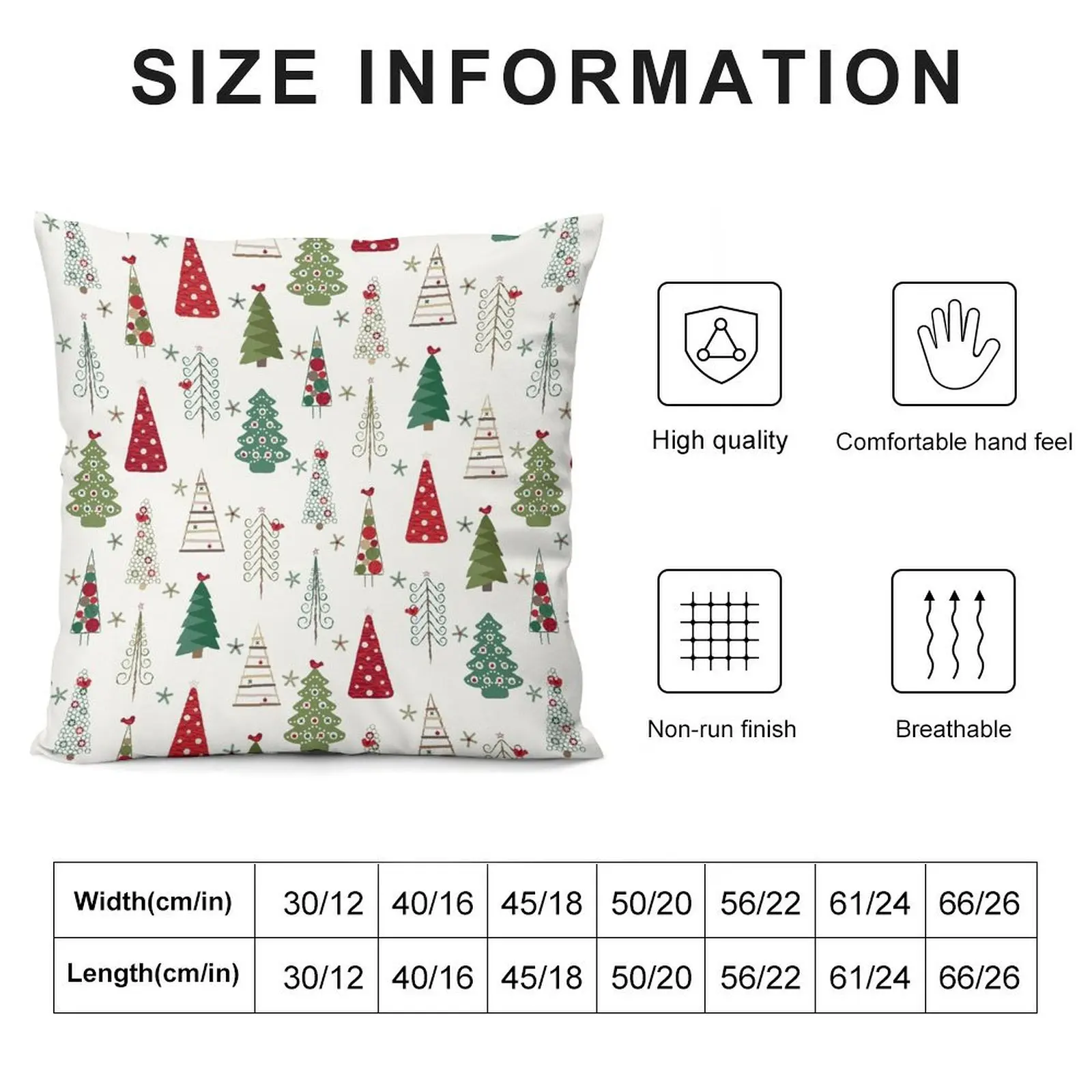 Swedish Minimalist Christmas Trees Pattern - Classic Red and Green Throw Pillow Pillow Cases Embroidered Cushion Cover pillow