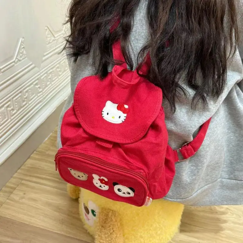 Miniso Hellokitty zaino stile Preppy ragazze ricamo Anime Y2k zaini coulisse giapponese piccola borsa Kawaii zaino regalo