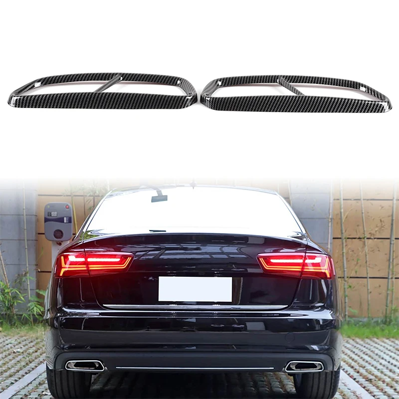 

For Audi A6 2016-2018 Black Stainless Steel Car Tail Throat Decor Frame Exhaust Pipe Trim Covers Car Exterior frame Accessories