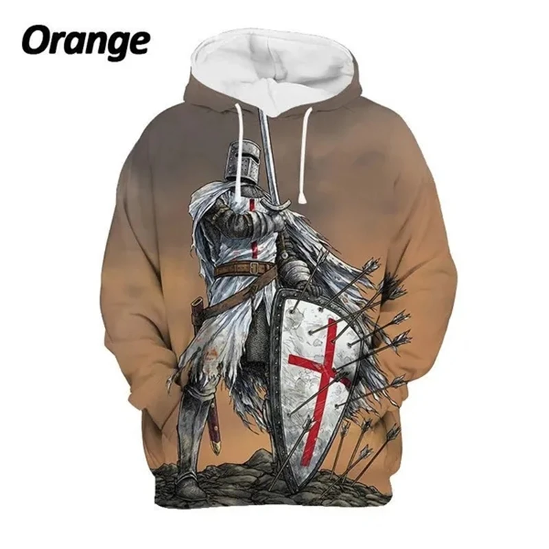 New Men Fashion Knights Templar Hoodie Cool 3d Printed Long Sleeve Street Sweatshirt Tops Casual Men Clothing Hooded Sweatshirts