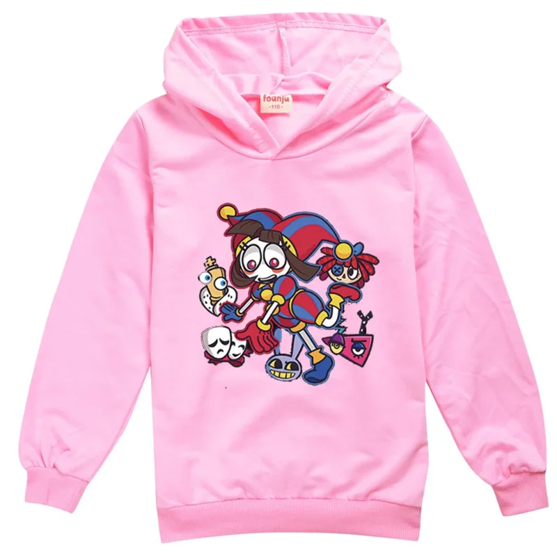 The amazing digital pedestal sweatshirts spring autumn children hoodies cartoon pomni long sleeves T-shirt toddler girls clothin