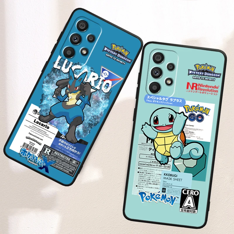 Pokemon Bulbasaur Squirtle For Samsung A53 A52 A33 A32 A51 A71 A21S A13 A73 A50 A22 A23 A03 A72 A54 A12 5G Black Cover