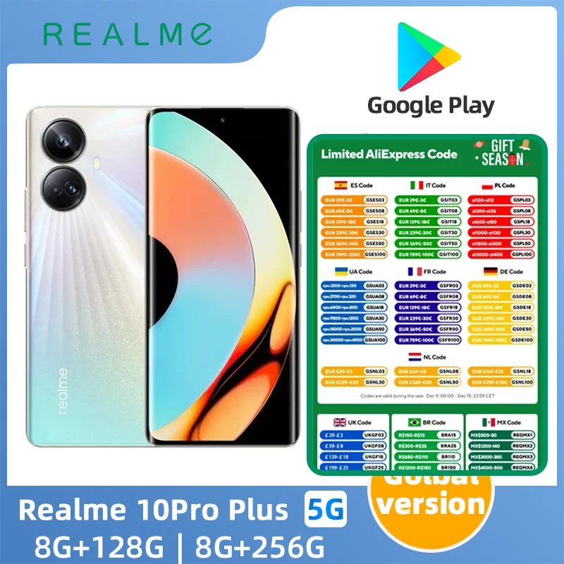 Realme  10 pro plus Android 5G Unlocked 6.7 inch  256G All Colours in Good Condition Original used phone