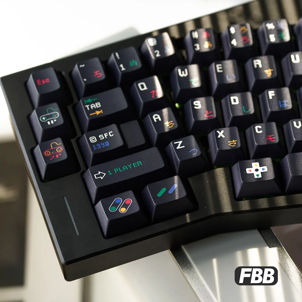 

FBB Keycaps SFC Night PBT DYE-SUB Key Caps Set Gray White For Gaming Mechanical Keyboard 61/68/84/87/96/100/104/108 keys